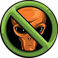 Sticker - Vector illustration of No Alien head Sign