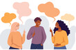 © SachiDesigns - People talking with speech bubbles, communicating and interacting vector illustration clipart