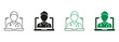 Online Digital Medicine Line and Silhouette Icon Set. Telemedicine, Virtual Medicine Service Sign. Doctor in Computer, Online Medical Healthcare Pictogram Collection. Isolated Vector Illustration