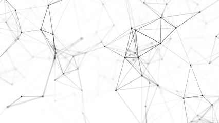 Fototapete - Digital plexus of glowing lines and dots. Abstract background. 3D rendering. Network or connection. 3d rendering.