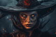 Portrait of a halloween wicked witch. Generative ai