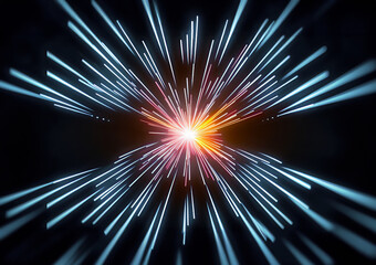 Wall Mural - illustration of abstract colorful neon motion blur background, high speed shooting glowing stars in 