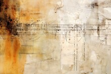 Faded Musical Notation In Exotic Vintage Background Style. Generative AI