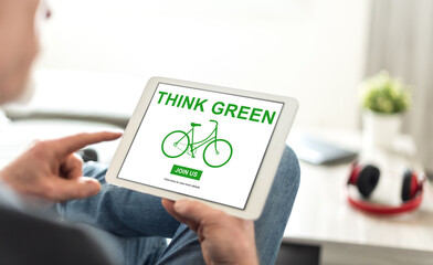 Canvas Print - Think green concept on a tablet