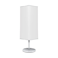 Wall Mural - Rotating 3 or 4 sided banner stand realistic vector mockup. White blank display board mock-up. Template for design