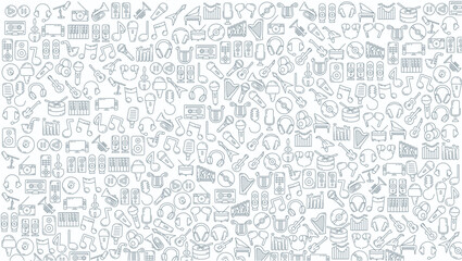 music doodle line icon background