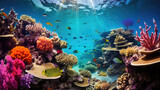 Fototapeta Do akwarium - A Captivating Dive into a Vibrant Coral Reef Wonderland