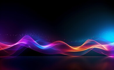Poster - ai neural waves. futuristic background of artificial intelligence neural networks. black background.