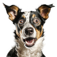 Surprised dog on a white background. AI generative.