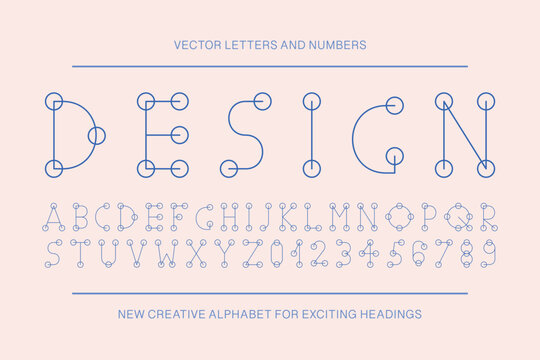 Creative minimalistic outline vector font. Trendy English alphabet with Latin letters and numerals