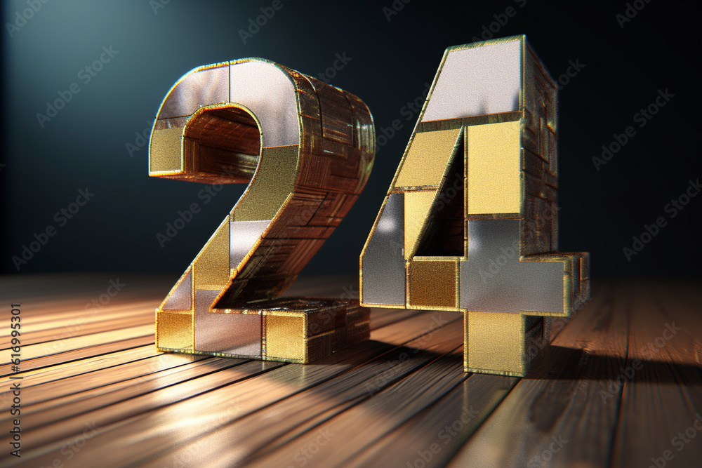 3d style 2024 new year design with 24 number created with generative ai ...