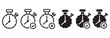 © Krupal - Simple black and white Clock timer icon set collection. Stopwatch with right and wrong check mark for web ui use. Png and transparent sign