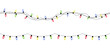 Seamless colorful christmas lights on chain pattern on transparent background
