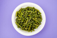 Boiled Healthy Fresh Green Beans In White Bowl