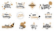 © top dog - Happy birthday badge emblems collection. Set of happy birthday text badge