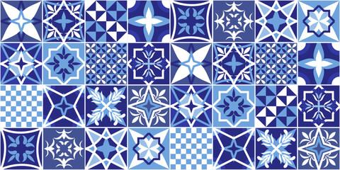 Wall Mural - Netherlands tiles - Delft style background. Vector texture.