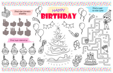 Wall Mural - Festive placemat for children. Printable activity sheet 