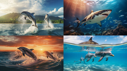 Poster - dolphins in the ocean