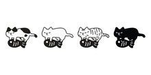 Cat Vector Kitten Icon Neko Calico Hug Fish Pet Character Cartoon Doodle Symbol Tattoo Stamp Scarf Illustration Design Isolated