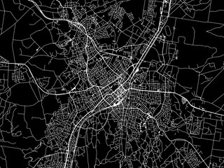 Vector road map of the city of  Bendigo in the Australia with white roads on a black background.