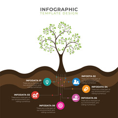 Wall Mural - Green tree - background and infographics with place for text