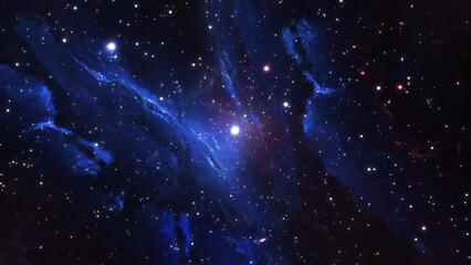 Wall Mural - intergalactic flight through blue nebulae and galaxies. endless fantastic cosmic constellations. dee