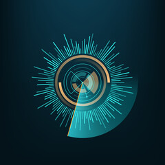 Poster - HUD round circle, digital technology interface or game UI, vector data graphic chart. Futuristic space tech graph diagram circle for infographic element, HUD hologram for information data screen