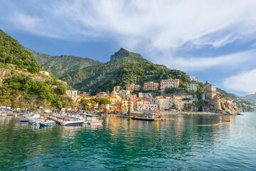 Wall Mural - Landscape with Cetara town, Amalfi coast, Italy