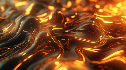 Wall Mural - Liquid glass wallpaper, golden oil flow background or abstract 3D water with gold shine in AI generative