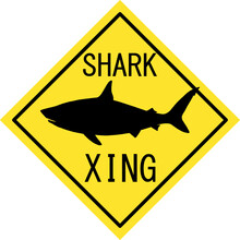 Shark Crossing Sign, Animal Xing Sign, Funny Sticker And Print Design