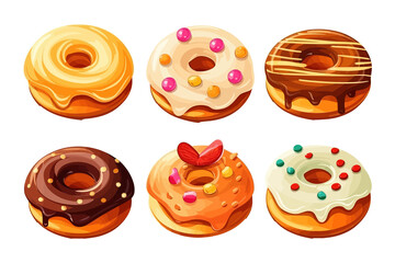 Poster - Vector donut cake set cartoon icon illustration. Flat vector illustration isolated on white background