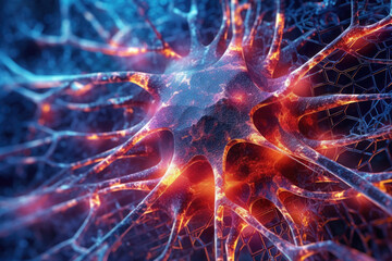 Aufkleber - Advanced artificial intelligence, neural network, ANN.Abstract graphics scheme of neural machine mind with AI. Cybernetic net in computer learning.Generative AI,