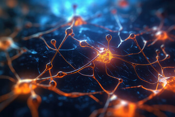 Aufkleber - Advanced artificial intelligence, neural network, ANN.Abstract graphics scheme of neural machine mind with AI. Concept of big data, machine learning, artificial intelligence. Generative AI,