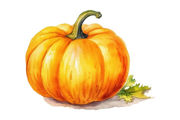 Poster - Watercolor hand drawn pumpkin . Flat vector illustration isolated on white background
