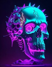 Glowing Neon Skull