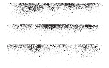 Horizontal grunge texture set. Distressed overlay rough textured. Abstract vintage monochrome. Black edges isolated on white background. Graphic design halftone style concept for banner, flyer, etc