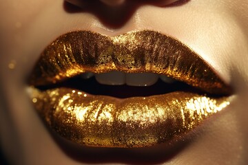 Beautifull golden lips,Generative AI