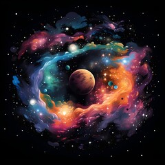 Wall Mural - visualization of fractal realms, background with space