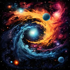 Wall Mural - visualization of fractal realms, background with space