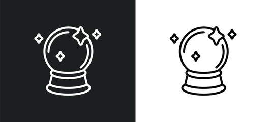 Poster - crystal ball line icon in white and black colors. crystal ball flat vector icon from crystal ball collection for web, mobile apps and ui.