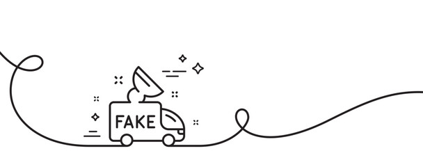 Poster - fake news line icon. continuous one line with curl. propaganda truck sign. wrong truth symbol. fake 