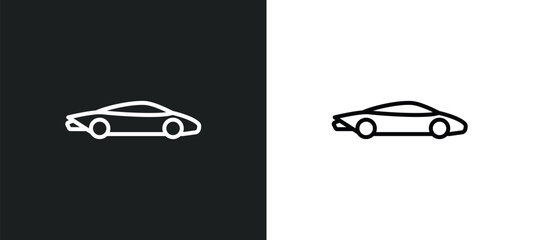 Poster - car collection line icon in white and black colors. car collection flat vector icon from car collection for web, mobile apps and ui.