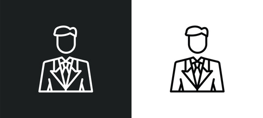 Poster - business man line icon in white and black colors. business man flat vector icon from business man co
