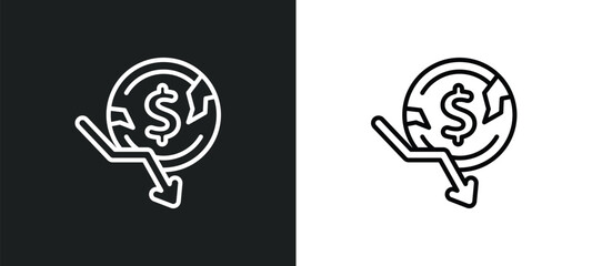 Poster - bankruptcy line icon in white and black colors. bankruptcy flat vector icon from bankruptcy collection for web, mobile apps and ui.