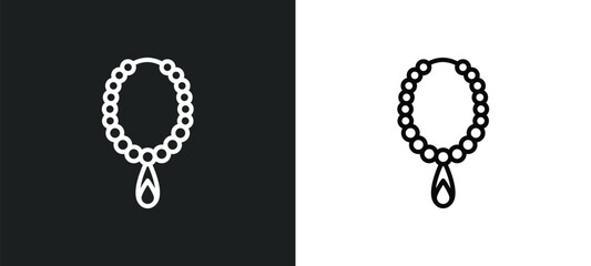 pearl necklace line icon in white and black colors. pearl necklace flat vector icon from pearl necklace collection for web, mobile apps and ui.