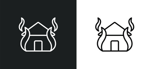 Sticker - fire insurance line icon in white and black colors. fire insurance flat vector icon from fire insurance collection for web, mobile apps and ui.