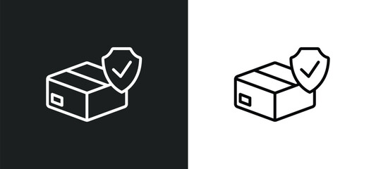 Poster - cargo insurance line icon in white and black colors. cargo insurance flat vector icon from cargo insurance collection for web, mobile apps and ui.