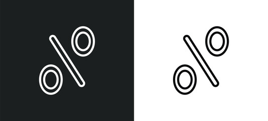 Poster - percentage line icon in white and black colors. percentage flat vector icon from percentage collection for web, mobile apps and ui.