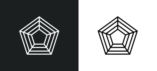 Poster - pentagon line icon in white and black colors. pentagon flat vector icon from pentagon collection for web, mobile apps and ui.