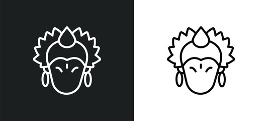 Canvas Print - krishna line icon in white and black colors. krishna flat vector icon from krishna collection for web, mobile apps and ui.